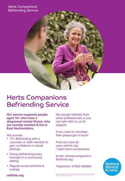 Rethink East Herts Befriending Service Poster