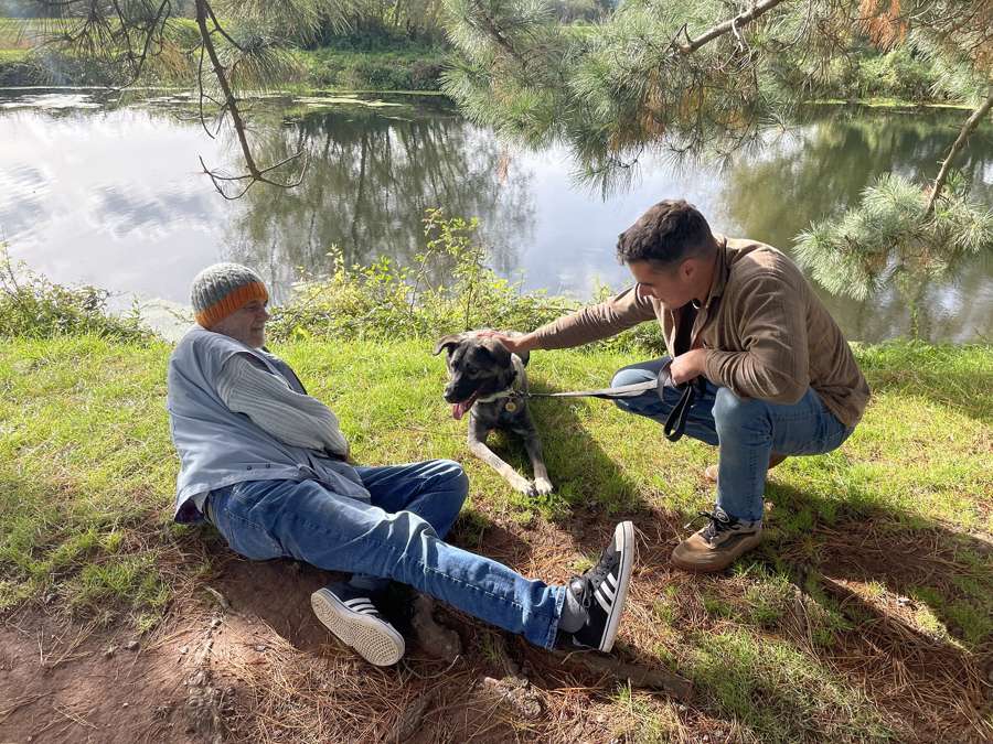 Dave, Chris And Dog Stella In October 2023